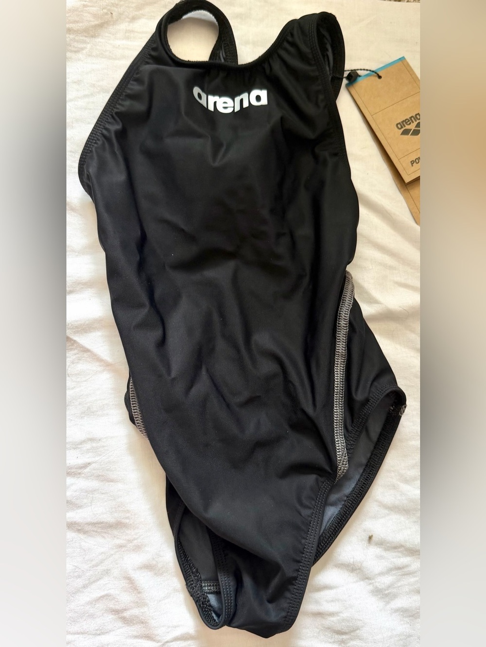 Arena Girls Powerskin ST NEXT Classic Open Back Swimsuit - Black, Size 22 NWT